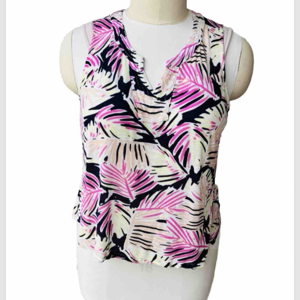 Palm Grove |  Women's Pink Tropical Swing Notch Neck Tank Top XL